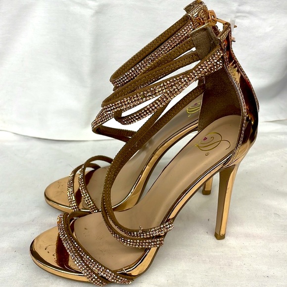 D gold with diamond platform Heels ladies sz 7m - Picture 5 of 6